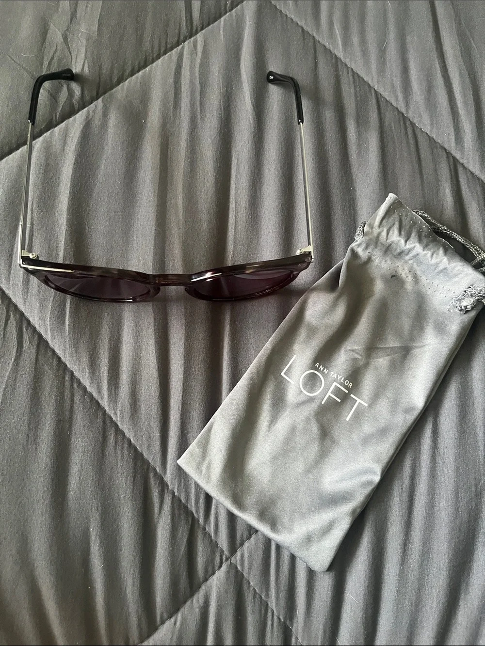 LOFT Round Tortoiseshell Frame Sunglasses with Purple Lenses
